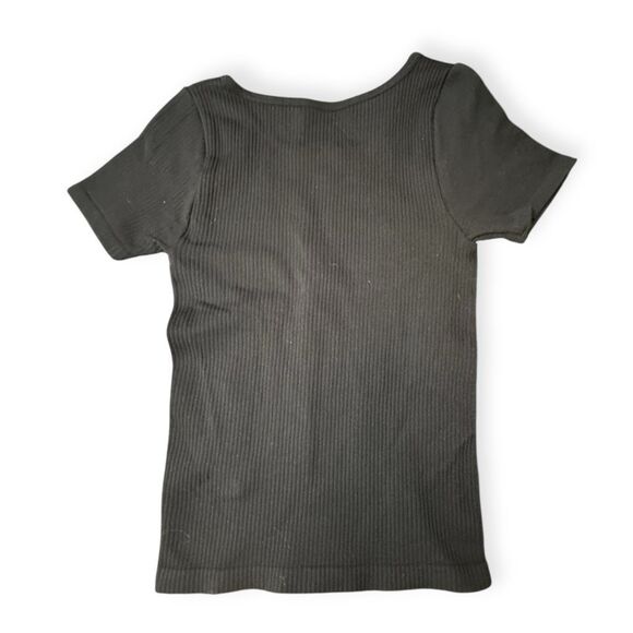 INTIMATELY FREE PEOPLE Women’s Black Short Sleeve Baby Ribbed Top Size XS / Smal - Picture 3 of 5